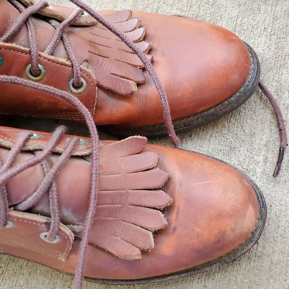 Vintage Women's Justin Roper Boots Brown Leather Size 5.5 B L0518 - Made in USA - Picture 3 of 7